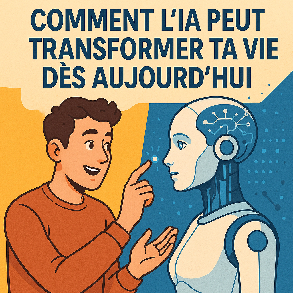 Illustration montrant une personne interagissant avec une intelligence artificielle sur un écran, symbolisant comment l’IA transforme la vie quotidienne